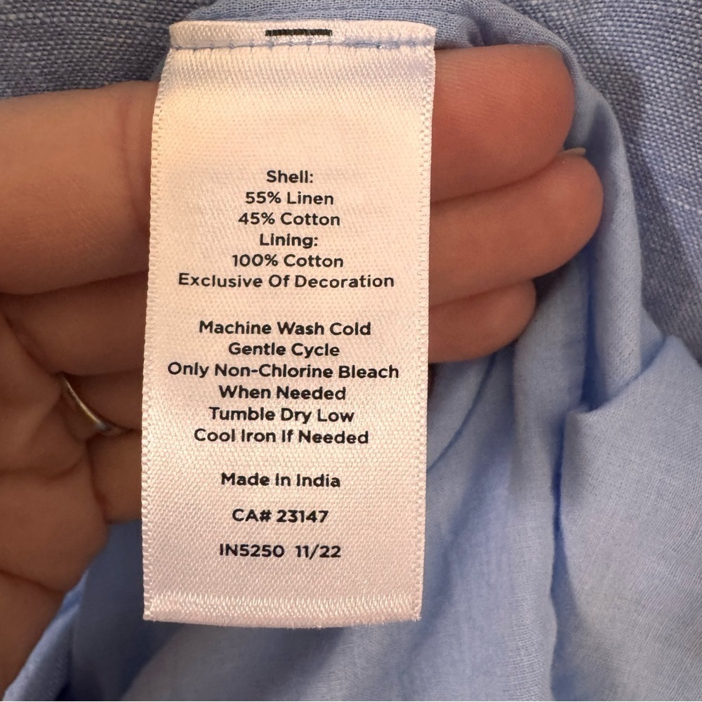 Talbots Embroidered Butterfly Linen Cotton Blend Shift Dress Blue Size 8 - Picture 8 of 9